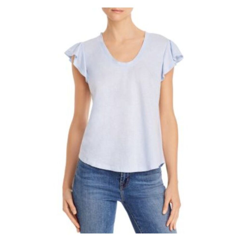 LA VIE BY REBECCA TAYLOR Womens Light Blue Cotton Cap Sleeve Tunic Top S